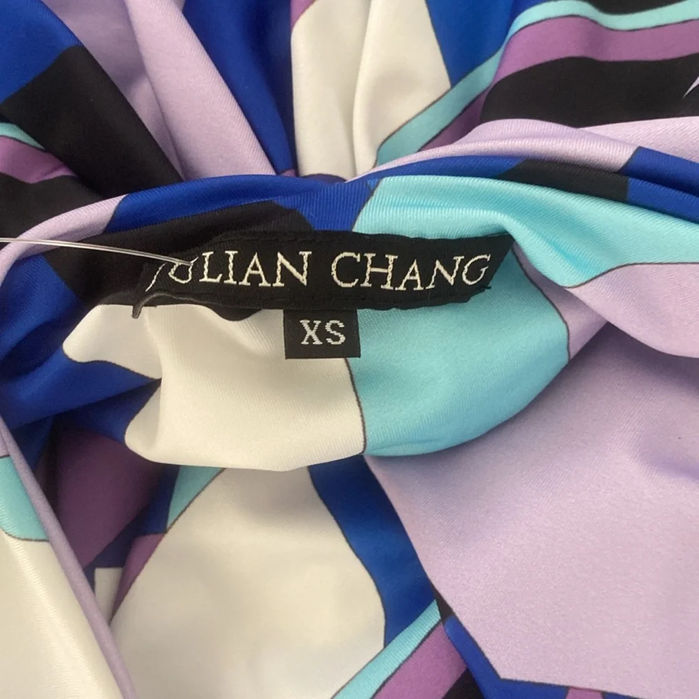 Julian Chang Women’s Blue & Purple Geometric Halter Top